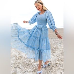 Ivy City Co starry nights dress in baby blue